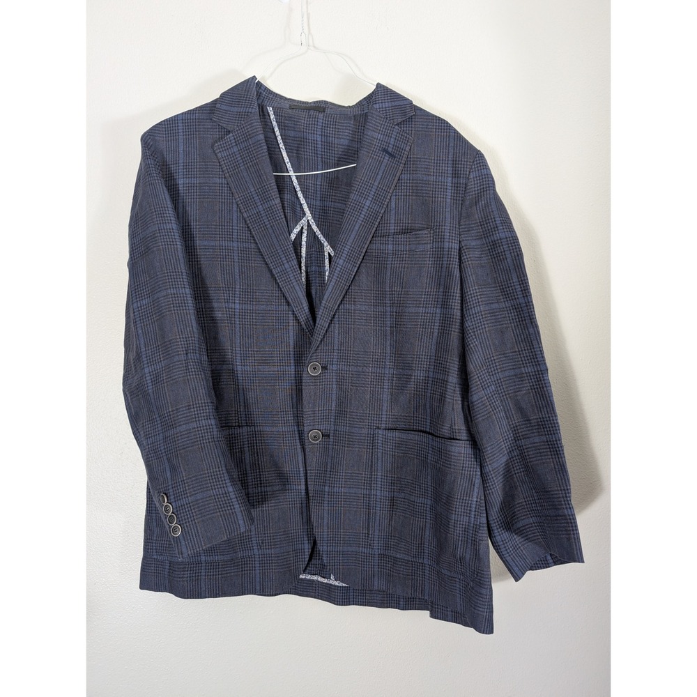 Bugatchi Navy and Gray Plaid Sport Coat